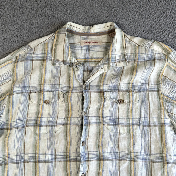Tommy Bahama Shirt Men's XL Multicolored Plaid Button Up 100% Linen - Picture 2 of 8